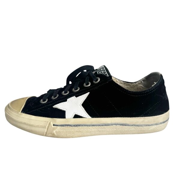 GOLDEN GOOSE V Star 2 Velvet Black White Low Top Womens Sneakers size 37 7 - Picture 5 of 16